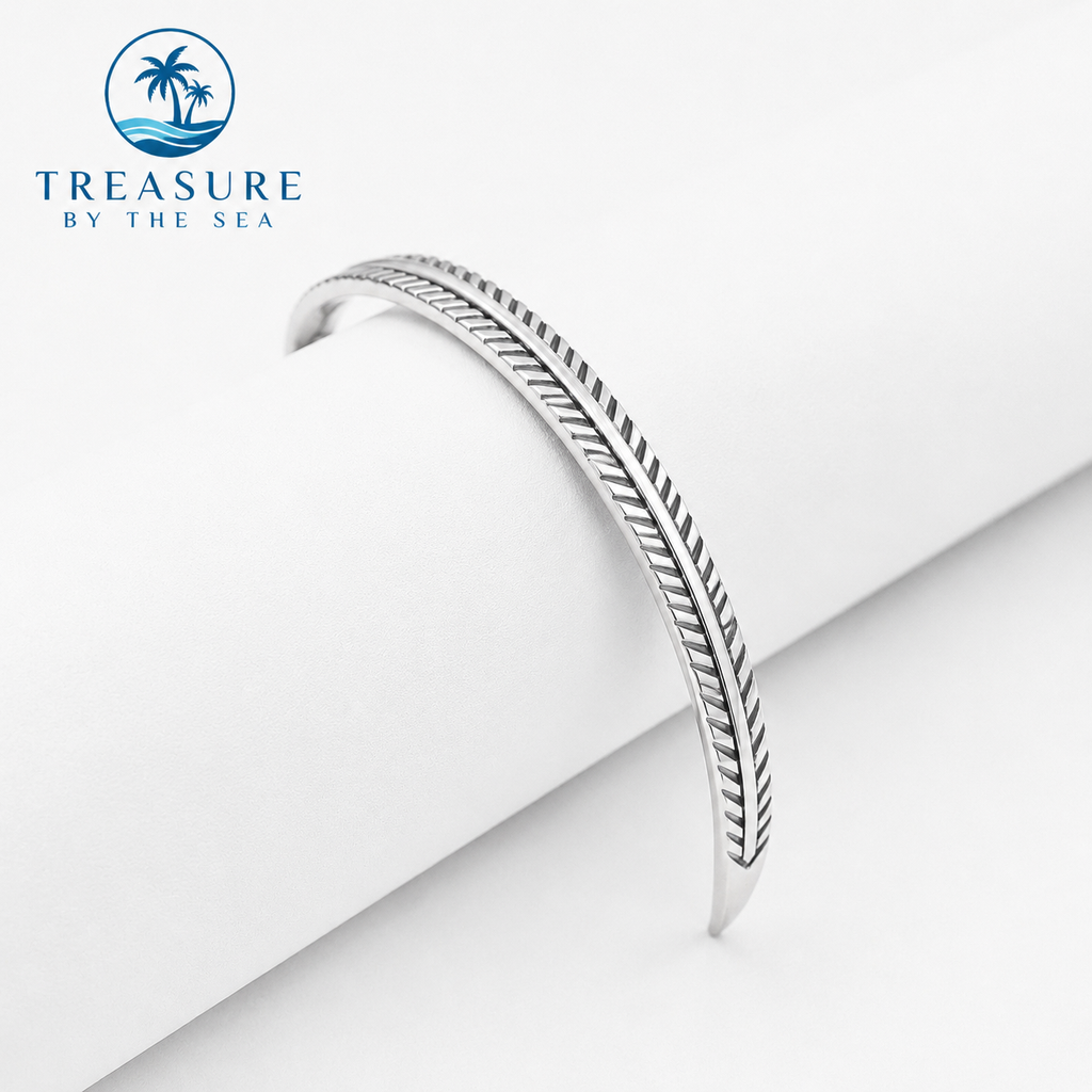 Sterling Silver Coastal Feather Cuff