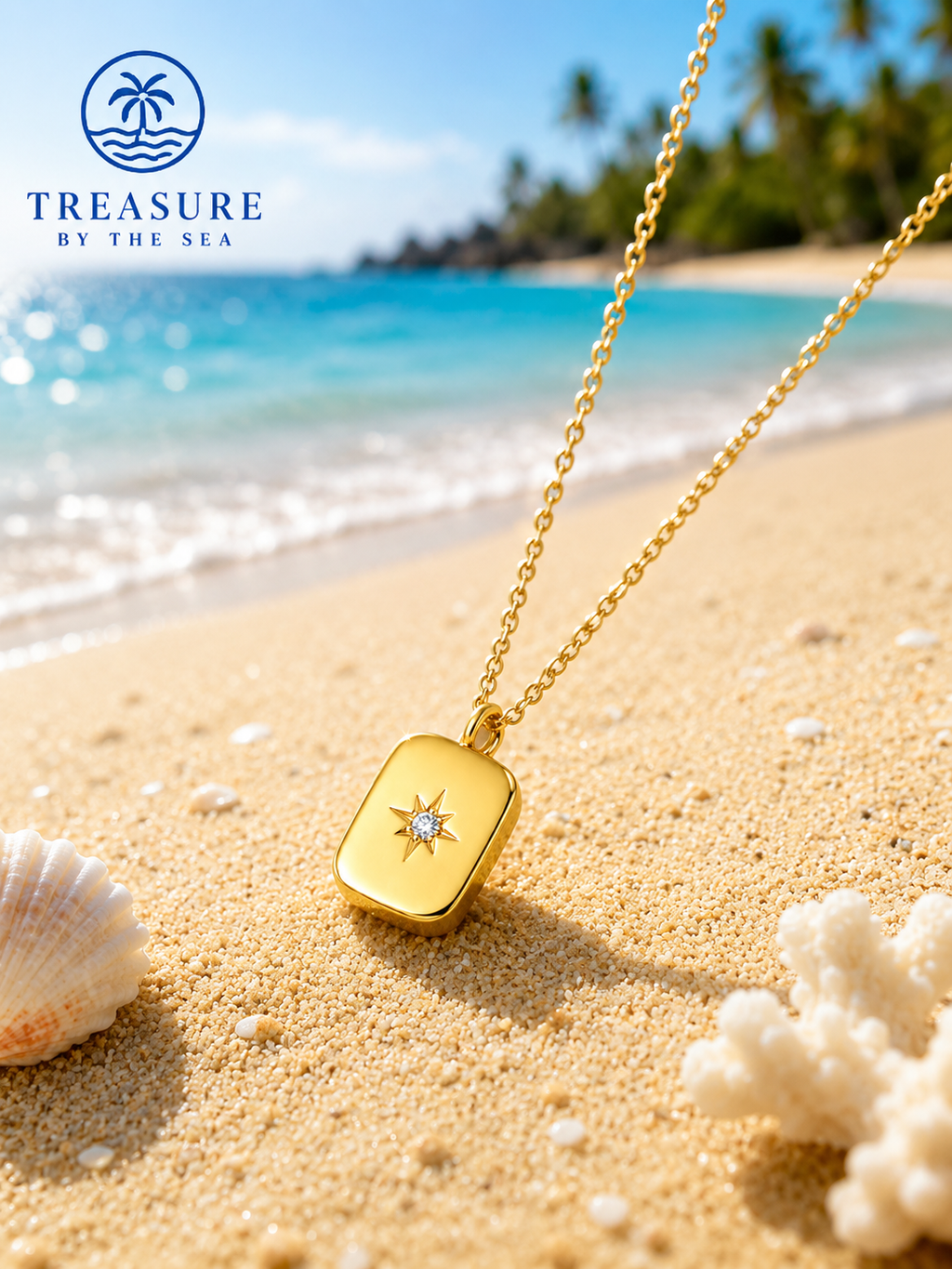 Ocean Starburst Gold Stainless Steel Necklace