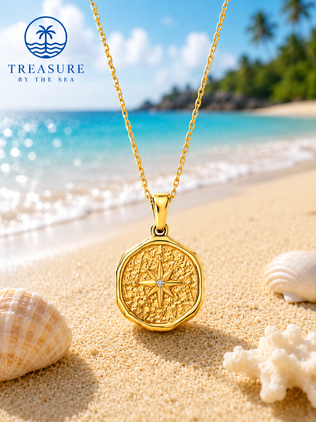 Coastal Compass Necklace Stainless Steel