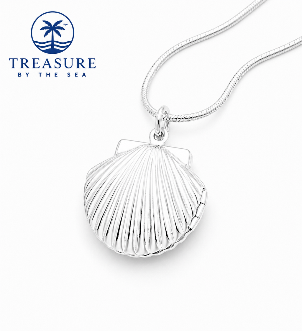 Coastal Shell Locket Necklace Sterling Silver