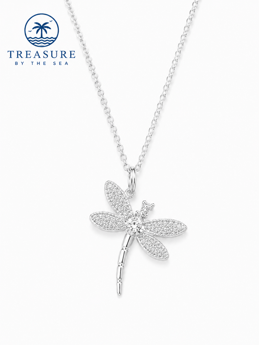 Sea Whisper Dragonfly Necklace Sterling Silver