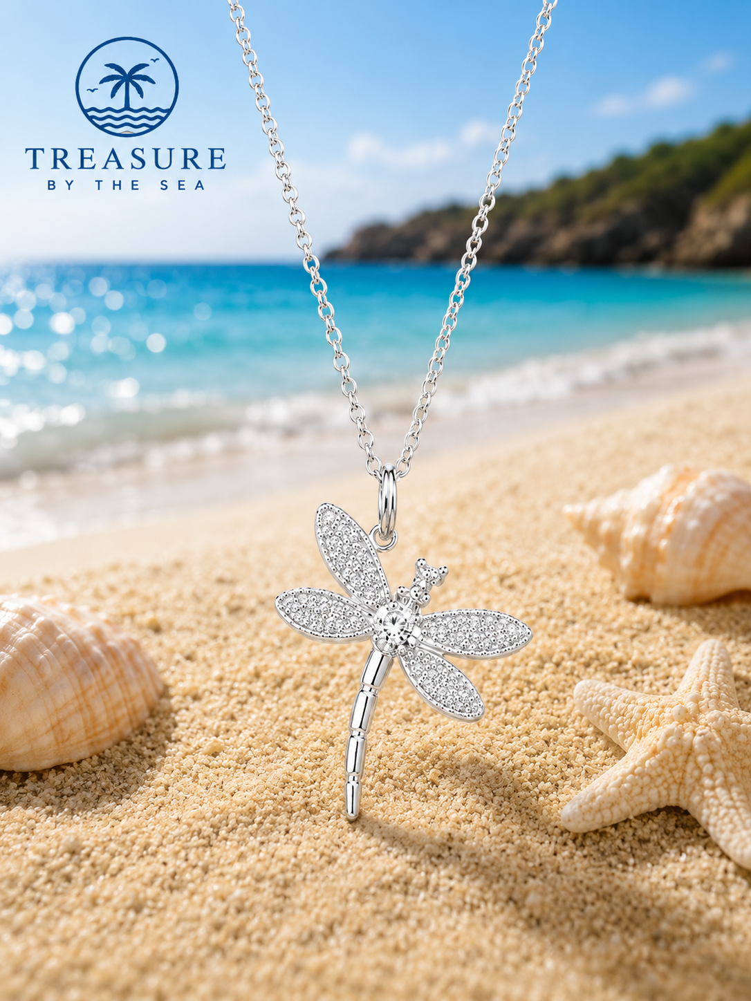 Sea Whisper Dragonfly Necklace Sterling Silver