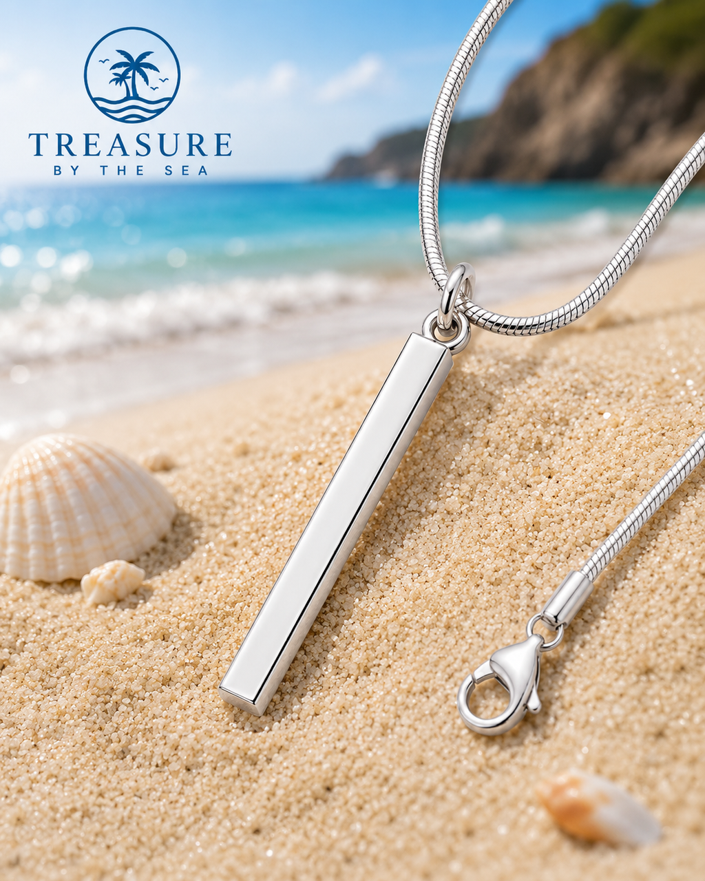 Coastal Horizon Bar Necklace Sterling Silver