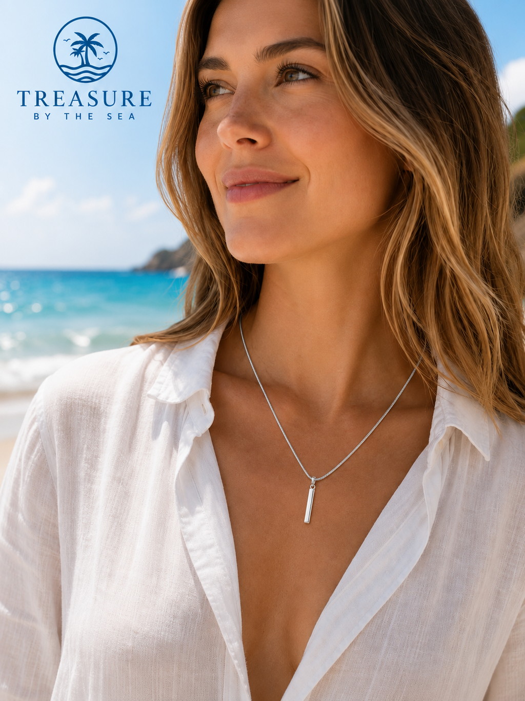 Coastal Horizon Bar Necklace Sterling Silver