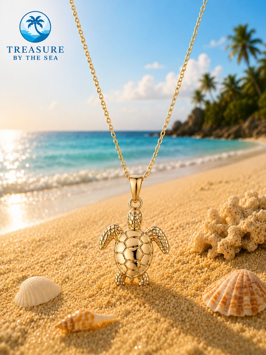 Golden Sea Turtle Necklace Stainless Steel