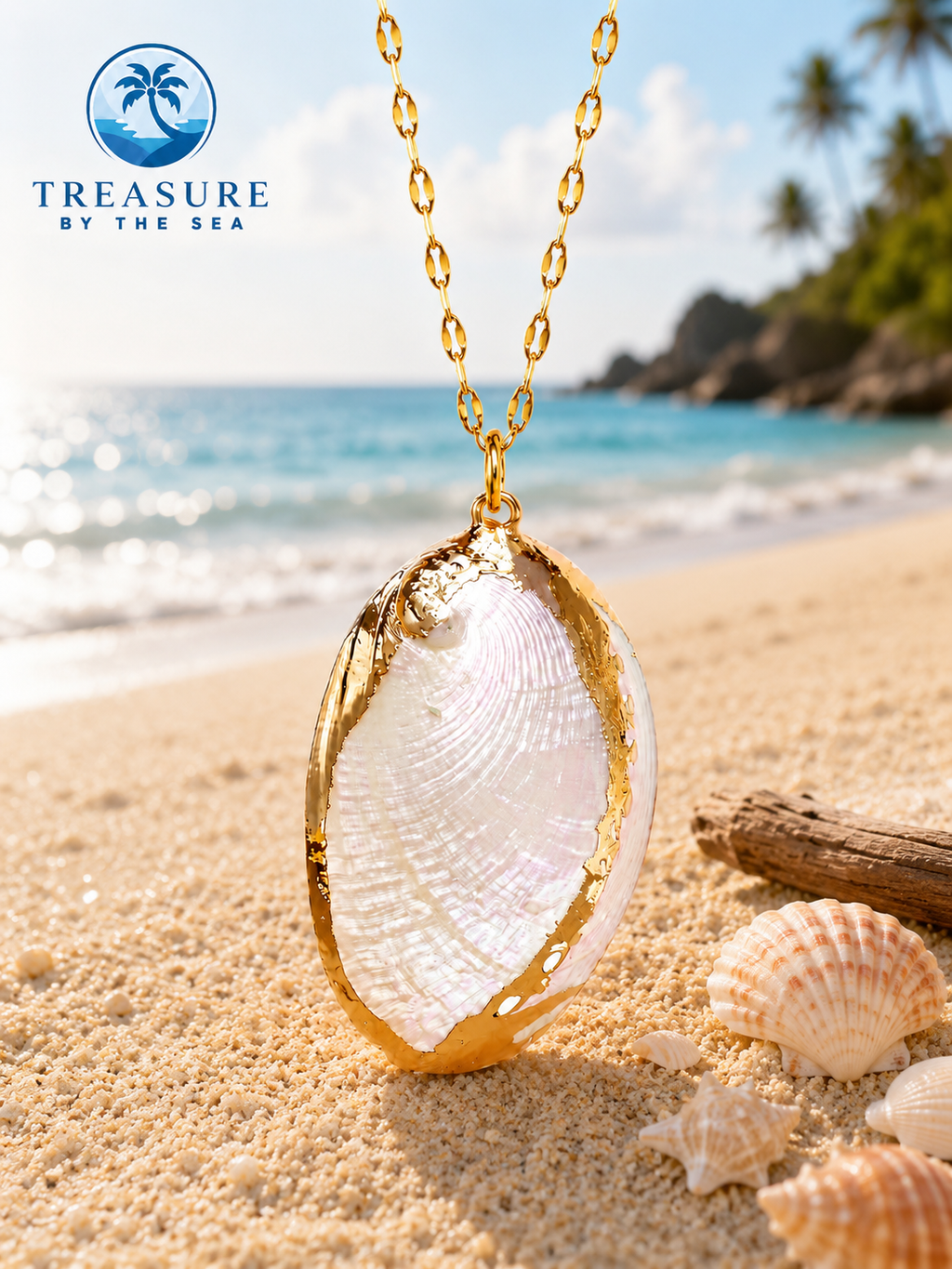 Oceana Gold Edged ShellNecklace